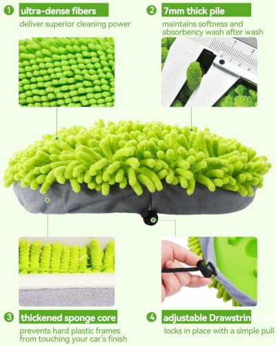 62’’ Car Wash Brush Kit with 2 Replacement Head Covers, Microfiber Car Washing Kit with Long Handle, Car Wash Mop for Cars RV Truck Exterior - color: Car Wash Mop 3PCS