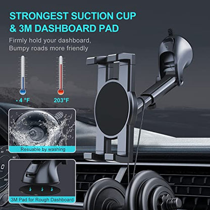 Vadaxx Dashboard & Windshield Car Tablet Mount Holder, 360° Rotatable Suction Cup Window Dash Phone Stand for iPad Pro 12.9/11/10.5/Air/Mini 6/5/4, Galaxy Tab, iPhone 16/15, 4.7"-12.9" Tab Phone