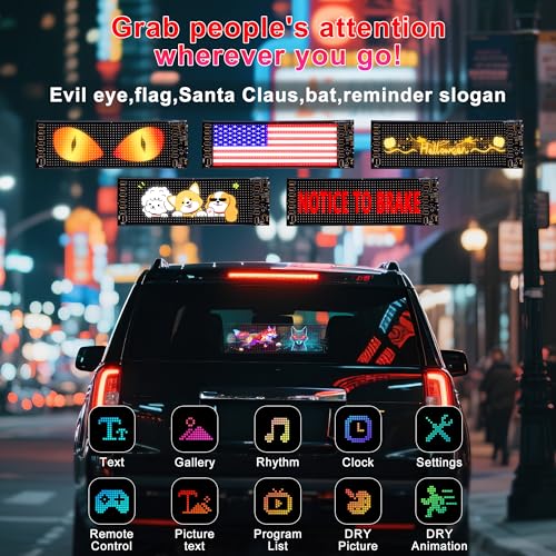 led Eyes for car Windshield-programmable led Sign，Devil Eyes Light for Windshield with Dynamic Patterns, APP/Remote Control, IP68 Waterproof, USB Powered for Cars/Trucks/RVs，1PCS （14.7"x3.6"） - color: 14.7*3.6 Inch-1PCS