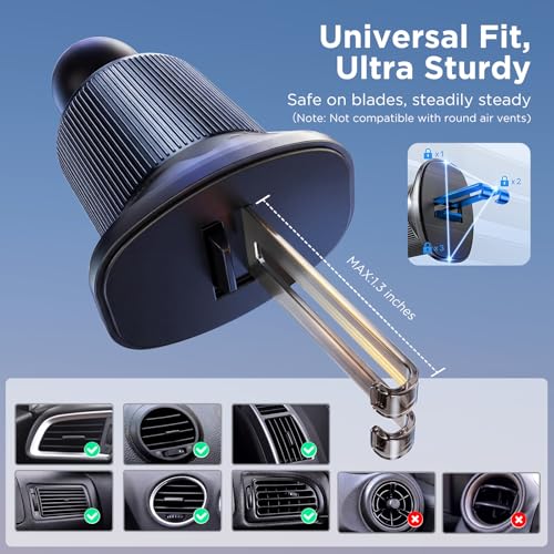 Miracase Car Phone Holder for Magsafe [Strong Magnets] Magnetic Phone Holders for Your Car, 360°Adjustable Air Vent Hands Free GPS Navigation Mount Cradle Fit iPhone 17-12 & All Smartphones, Black - color: Dark Black