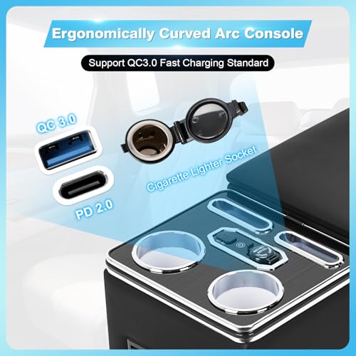 Center Console Universal for Trucks, Minivans, and SUVs with Chairging - color: Black