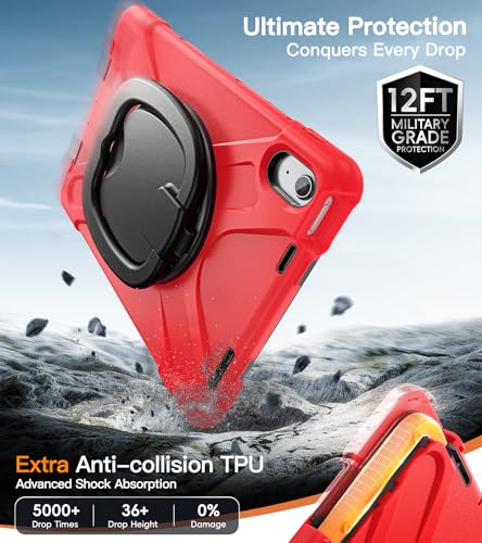 BATYUE Case for iPad (A16) 11th/10th Gen 11''/10.9'' 2025/2022, Red - color: A11-Red