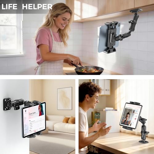 OHLPRO Tablet Mount for Truck - Heavy Duty Drill Base Tablet Holder for Car Dashboard, iPad Holder for All 5"-13" iPad Pro Samsung Galaxy Kindle fire Tablets and Car Wall etc. - 8-inch Arm - size: 8-inch Plastic Arm