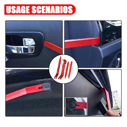 JOYCOURT 5PCS Auto Clip Pliers Set and Fastener Remover, No Scratch Automotive Door Panel Removal Tool, Car Trim Rivet Pry Tool Repair Kit for Vehicle Dash Audio Radio Installer - color: Red