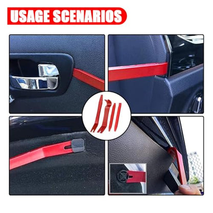 JOYCOURT 5PCS Auto Clip Pliers Set and Fastener Remover, No Scratch Automotive Door Panel Removal Tool, Car Trim Rivet Pry Tool Repair Kit for Vehicle Dash Audio Radio Installer - color: Red