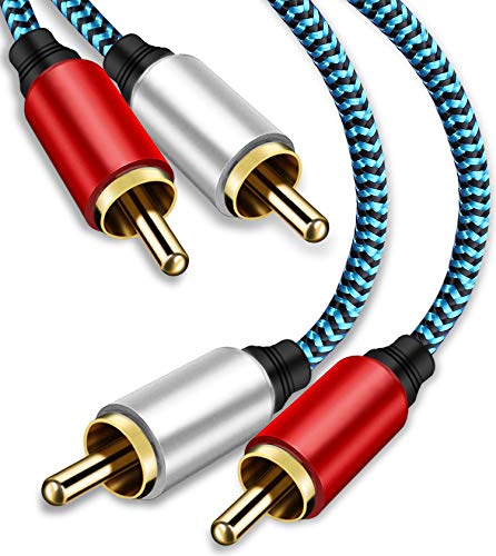 RCA Cable 5ft/1.5M 2RCA Male to 2RCA Male Stereo Audio Cable Nylon-Braided Auxiliary Audio Cord for Home Theater HDTV Amplifiers Hi-Fi Systems Speakers and etc