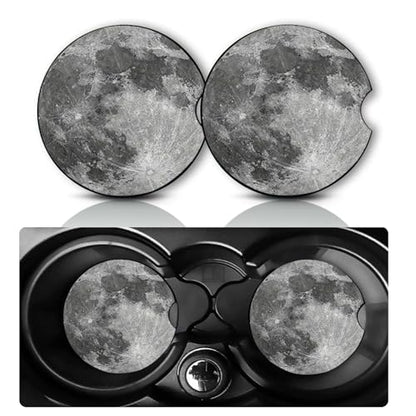 2PCS Moon Phase Car Cup Holder Coasters Universal Anti-Slip Rubber Mat - color: Moon Phase