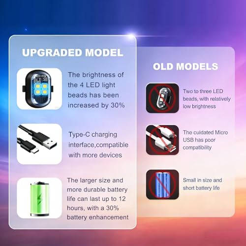 2026 Upgraded 4LEDs 6-Pack Wireless Strobe Lights for Car Interior Ambiance