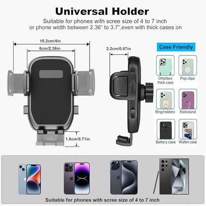 Cup Holder Phone Mount, 2 in 1 Universal Cup Holder Expander with Long Arm 360°Rotation Cup Phone Holder for Car Fits All 4-7” iPhone Galaxy Smartphones and Most Truck Bottles