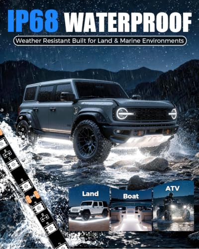 Keiurot 12V Led Light Strip for Cars 24Inch Connectable & Waterproof IP68 - color: White Led Strip 24" Connectable