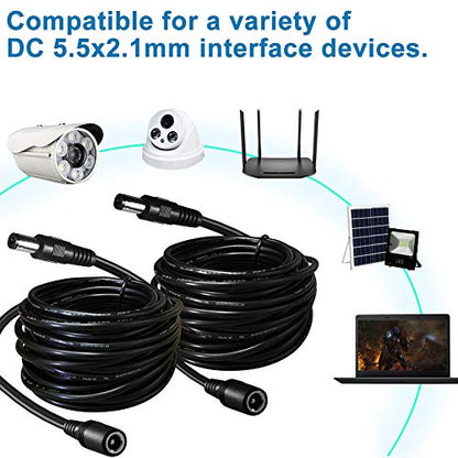 SIOCEN 2-Pack 6ft DC Extension Cord 5.5mm x 2.1mm Male to Female Power Cable for CCTV Security Surveillance Indoor IP Camera Dvr Standalone LED Strip,Car,12v DC Power Supply Plug Adapter