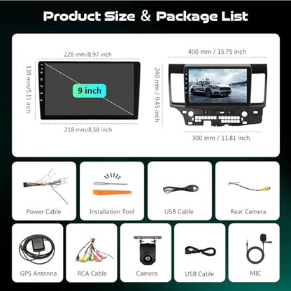 Car Stereo for Mitsubishi Lancer 2008-2017 Wireless CarPlay Android Auto - style: 4-Core 2+64G+EQ