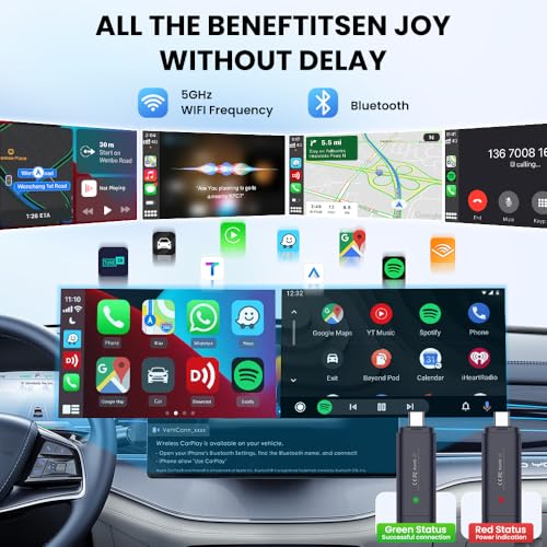 Carlinkit Mini SE Pro Wireless CarPlay Adapter, Wired to Wireless Converter for OEM Factory Wired CarPlay/Android Auto Cars, 5GHz WiFi Fast Connect with USB C/A Dual Port - color: Dark Blue