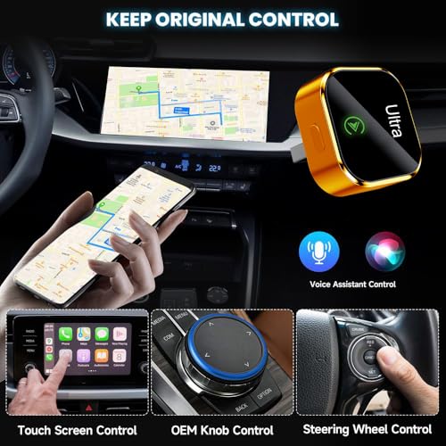 Wireless CarPlay Adapter, Upgraded Wired to Wireless for CarPlay & Android Auto, with Heat Dissipation Design, Plug and Play, Stable Connection & No Latency Orange