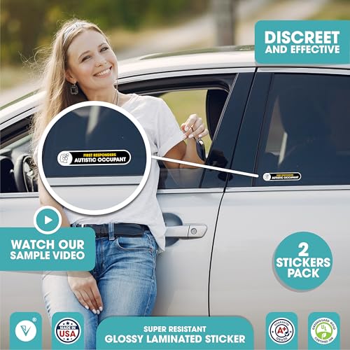 Autistic Occupant Car Sticker | 2 Pack Autism Awareness Accessories | Child Safety Decal, Bumper Car Sign | 5x1 inches Permanent Glossy Vinyl | Autistic Occupant on Board Small Sign (New Yellow) - color: New Yellow
