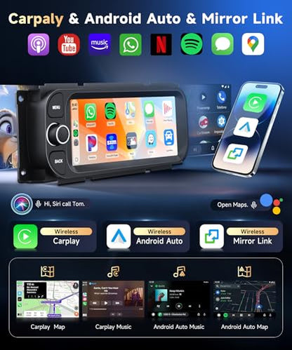 5Ghz WiFi Car Radio for Dodge RAM 2002-2006, for Jeep Wrangler 2003-2006,Jeep Grand Cherokee 1999-2004,Android 15 Car Stereo,6.86nch IPS Touchscreen,Carplay/Android Auto,Bluetooth GPS Camera - style: 2G+64G