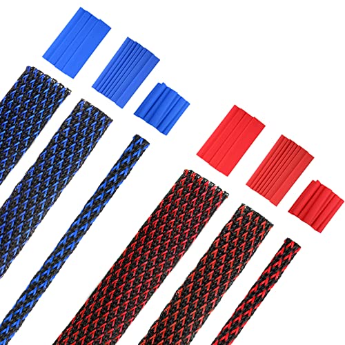 Xuniea 96ft Wire Loom Braided Cable 1/2, 1/4, 3/8 Inch,Red,Blue and Black - color: Red, Blue and Black, size: 1/2, 1/4, 3/8 Inch