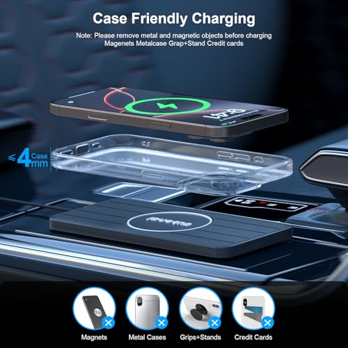 Wireless Car Charger Pad, 15W Fast Charging Pad with 70cm Extension Cable, Non Slip Car Wireless Phone Charger Mat Compatible with iPhone 16/15/14/13, AirPods, Samsung S25 S24(Extension USB-A) - color: Black-Extension USB-A