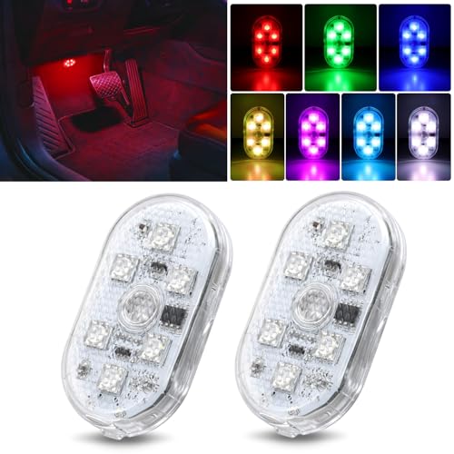 Nilight 2 PCS 7 Colors Wireless Magnetic RGB LED Interior Lights - color: 7 colors wireless-2 PCS