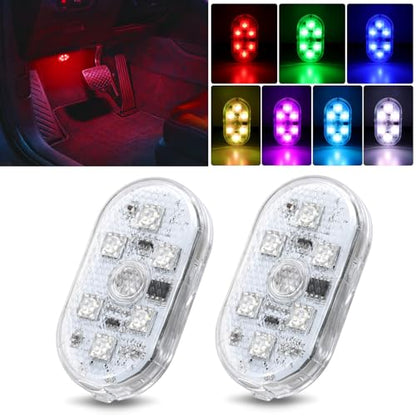 Nilight 2 PCS 7 Colors Wireless Magnetic RGB LED Interior Lights - color: 7 colors wireless-2 PCS
