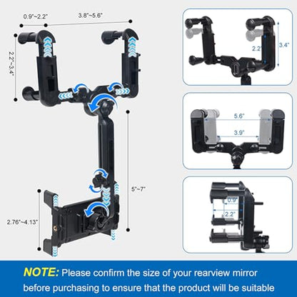 kelofam Phone Mount for Car,Car Rear View Mirror Phone Holder, Multifunctional 360°Rotatable and Retractable Tablet Holder for Car，Suitable for iPhone,iPad,Samsung Z Fold 7 6 5, All Foldable Phones