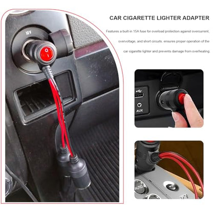 Car Cigarette Lighter Splitter, 12V/ 24V 1 to 2 Automotive Power Charger Port Socket, 2 Way Y-Adapter Cigarette Lighter Extension Cable with On/Off Switch, Car Accessories - color: 2-Way