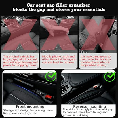 Car Seat Gap Filler Organizer of 2, 2 in 1 Car Gap Filler (Black) - color: Black