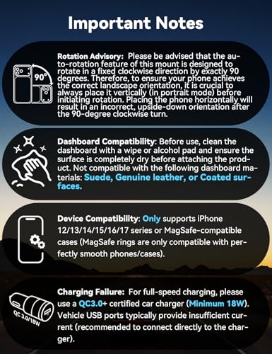 JOYROOM for MagSafe Car Mount Charger, [Smart Fingerprint-Touch Rotation] 15W MagSafe Wireless Car Charger[Vacuum & Gel 360° Base] Air Vent Dashboard Set for iPhone 17 16 15 14 13 12 Series, Black