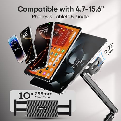 Urmust Tablet Stand for Desk, Adjustable iPad Holder for Bed, 4.7"-15.6" - size: 3 Arm-Up to 15.6"
