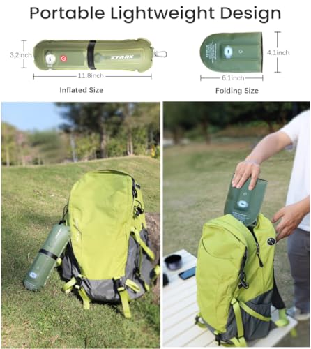 Inflatable Camping Lantern 11.8" Magnetic Hanging LED Tube Light IP66 Waterproof Foldable TPU Tent Light with USB-C Rechargeable for Outdoor Hiking Travelling Emergency Hurricane (White Light)