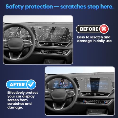 Canvcle 2PCS Screen Protector for 2026 2025 Chevy Equinox LT/RS/ACTIV, 11.3-Inch Navigation & 11-Inch Dashboard Touchscreen Protective Film 9H Tempered Glass HD Screen Saver [Anti-Glare & Shatterproof] - size: 2025-2026 Chevy Equinox 11.3 Inch + 11 Inch
