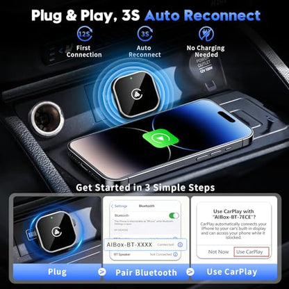 2-in-1 Wireless CarPlay and Android Auto Adapter, 2026 Upgraded Wired to Wireles s Converter, Wireless CarPlay Adapter for Apple iPhone & Android,Plug-and-Play, Stylish and Compact Design
