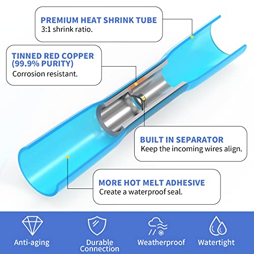 660 PCS Heat Shrink Butt Connectors Qibaok Crimp Electrical Wire Connector Waterproof Insulated Butt Splice Terminal for Automotive Marine Boat Truck Trailer Stereo