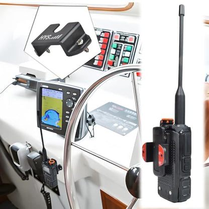 HYS Single Side CB VHF UHF Radio&Mic Hanger Mount w/Screw for Car Truck - color: Black, size: 1 Piece