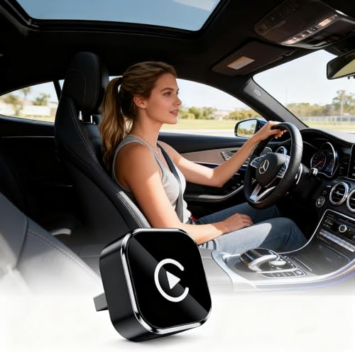 CYBERDRIVE Mini Wireless CarPlay Adapter Wired to Wireless for CarPlay & Android Auto Plug and Play Fast Auto-Reconnect Stable Control Zero Delay Carplay Wireless Adapter (Mini Size)