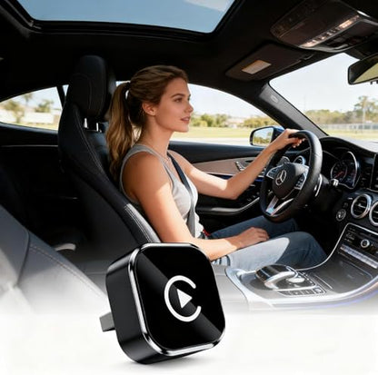 CYBERDRIVE Mini Wireless CarPlay Adapter Wired to Wireless for CarPlay & Android Auto Plug and Play Fast Auto-Reconnect Stable Control Zero Delay Carplay Wireless Adapter (Mini Size)