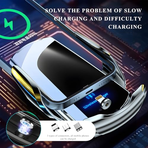 Sun Walker Wireless Car Charger Mount, Electric Induction 15W Fast Charging Bracket Air Vent Phone Holder, Auto-Clamping Wireless Charger Vent Mount Compatible with Most Smartphones (Blue) - color: Blue