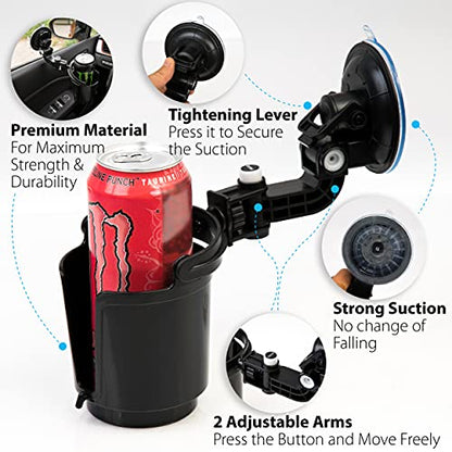 ZONETECH Recessed Folding Cup Drink Holder - Black Premium Quality Sturdy Vehicle Adjustable Beverage Organizer - size: 1-Pack