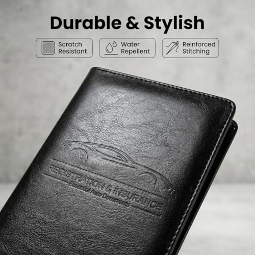 LumiMokki Premium Car Registration & Insurance Card Holder, Cowhide Black - color: 02-Cowhide Black