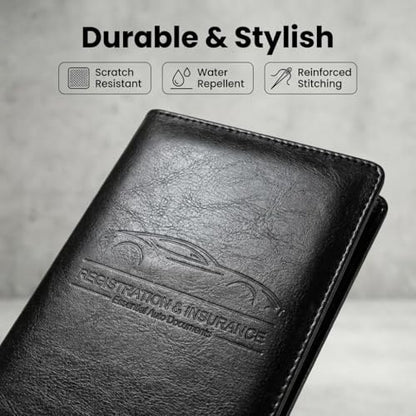 LumiMokki Premium Car Registration & Insurance Card Holder, Cowhide Black - color: 02-Cowhide Black