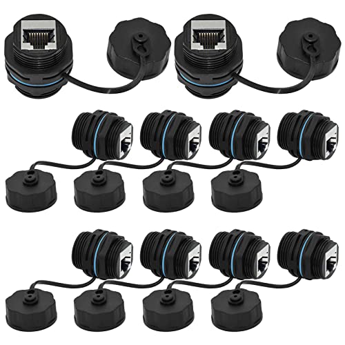 10PCS Panel Mounting Shielded CAT6 RJ45 Waterproof Connector - size: 10 Pieces CAT6