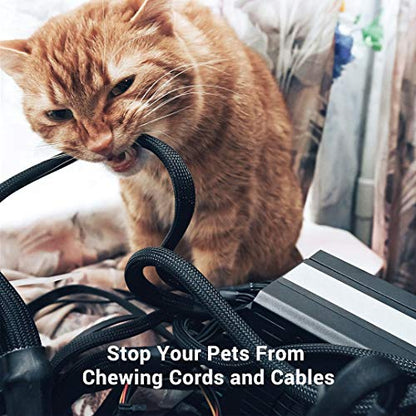 25ft - 1/4 Inch Cable Management Sleeve Protector,Wire Loom PET Expandable Wire Sleeving for Office TV Computer Home Theater Engine Bay Cord Organizer,Protect Cables from Pet Cat Dog Chewing,BlackBlue
