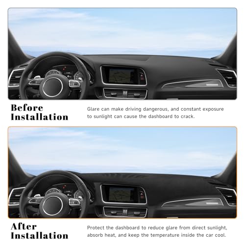 Black Dashboard Dash Board Cover Mat Carpet for Audi 2009-2017 Q5 Accessories Dash Cover Flannel Material Dash Mat Sunshade - size: for Audi 2009-2017 Q5