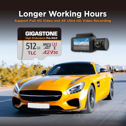 [5-Yrs Free Data Recovery] GIGASTONE 512GB Micro SD Card, TLC High Endurance Pro MAX, Speed Up to 180/150 MB/s, Compatible with REDTIGER Rove VIOFO VANTRUE PRUVEEO Dash Cam, MicroSDXC UHS-I A2 V30 U3 - color: 512GB High Endurance Pro MAX 1-Pack