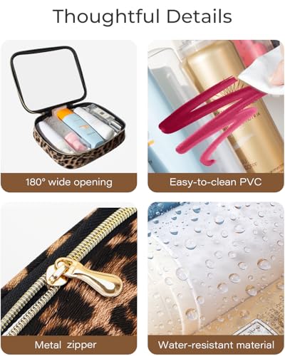TSA Approved 5 Piece Diaper Bag Organizer Pouch Set, Waterproof Clear Toiletry Bag Travel Packing Organizer Bags Clear Makeup Pouch Cosmetic Case with Zipper Car Essentials Bag - color: 5Pcs Leopard