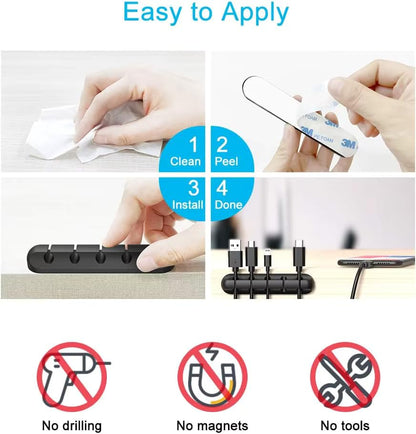 Cord Organizer, Cable Clips Cord Holder, Cable Management USB Cable Power Wire Cord Clips, 2 Packs Cable Organizers for Car Home and Office (5, 3 Slots).