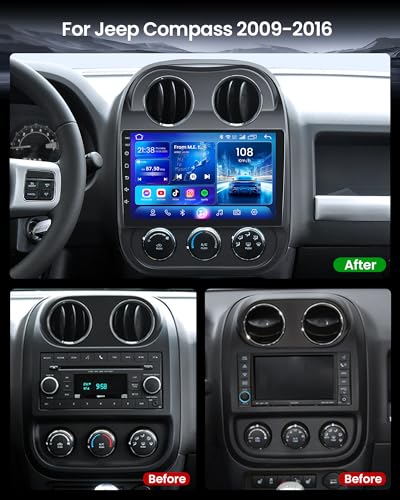 Car Radio for Jeep Compass Patriot 2010-2016: 10 Inch 1280 * 800 HD Touchscreen Stereo Support Carplay Android Auto Bluetooth5.0 GPS 5GWiFi SWC 1080P Backup Camera - size: 10 Inches-1
