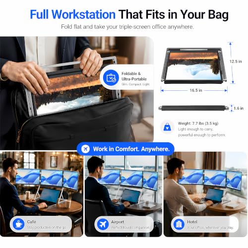 TriCreate 16 FHD 16" Triple Portable Monitor Extender for Laptop - size: T16