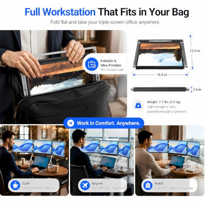 TriCreate 16 FHD 16" Triple Portable Monitor Extender for Laptop - size: T16