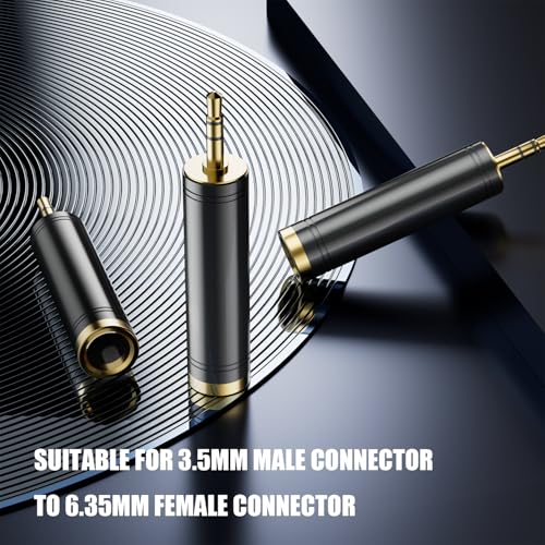 Eanetf 3.5mm to 1/4'' Stereo Gold-Plated Pure Copper Adapter, 1/8 Inch Mini Jack Male to 1/4 Inch Female Jack Stereo Adapter for Headphone Amp Adapte (1PACK-Black) - color: 1PACK-BLACK